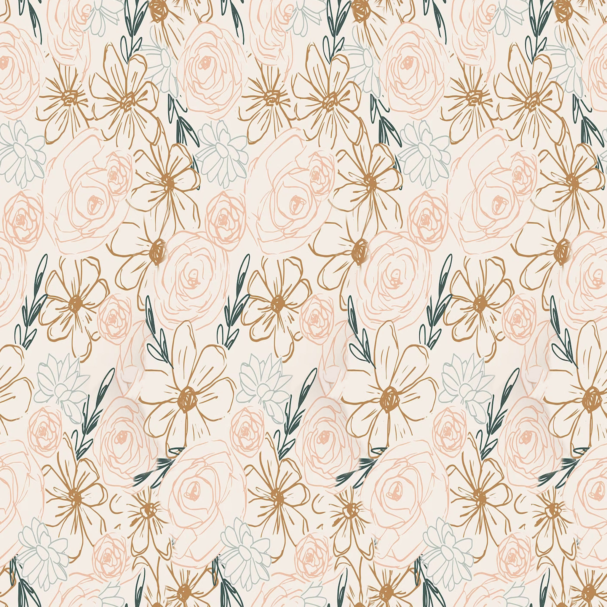 Boho Floral Outline Wallpaper thumbnail 2