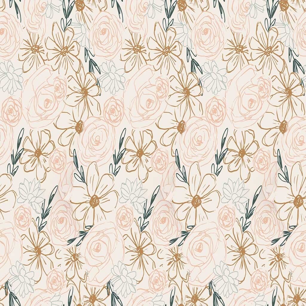 Boho Floral Outline Wallpaper thumbnail 3