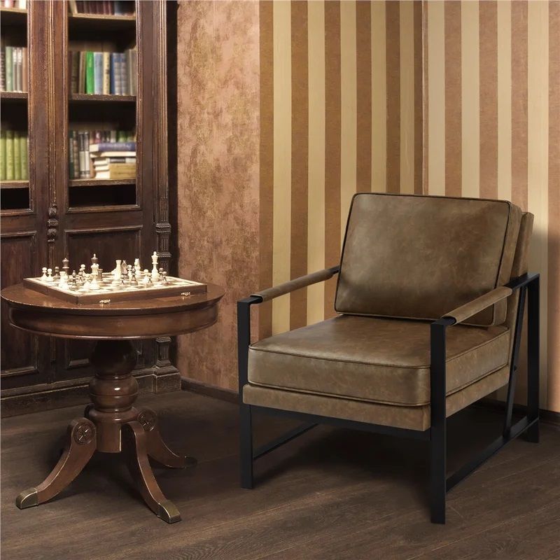 Slipcovered Vegan Leather Armchair thumbnail 2