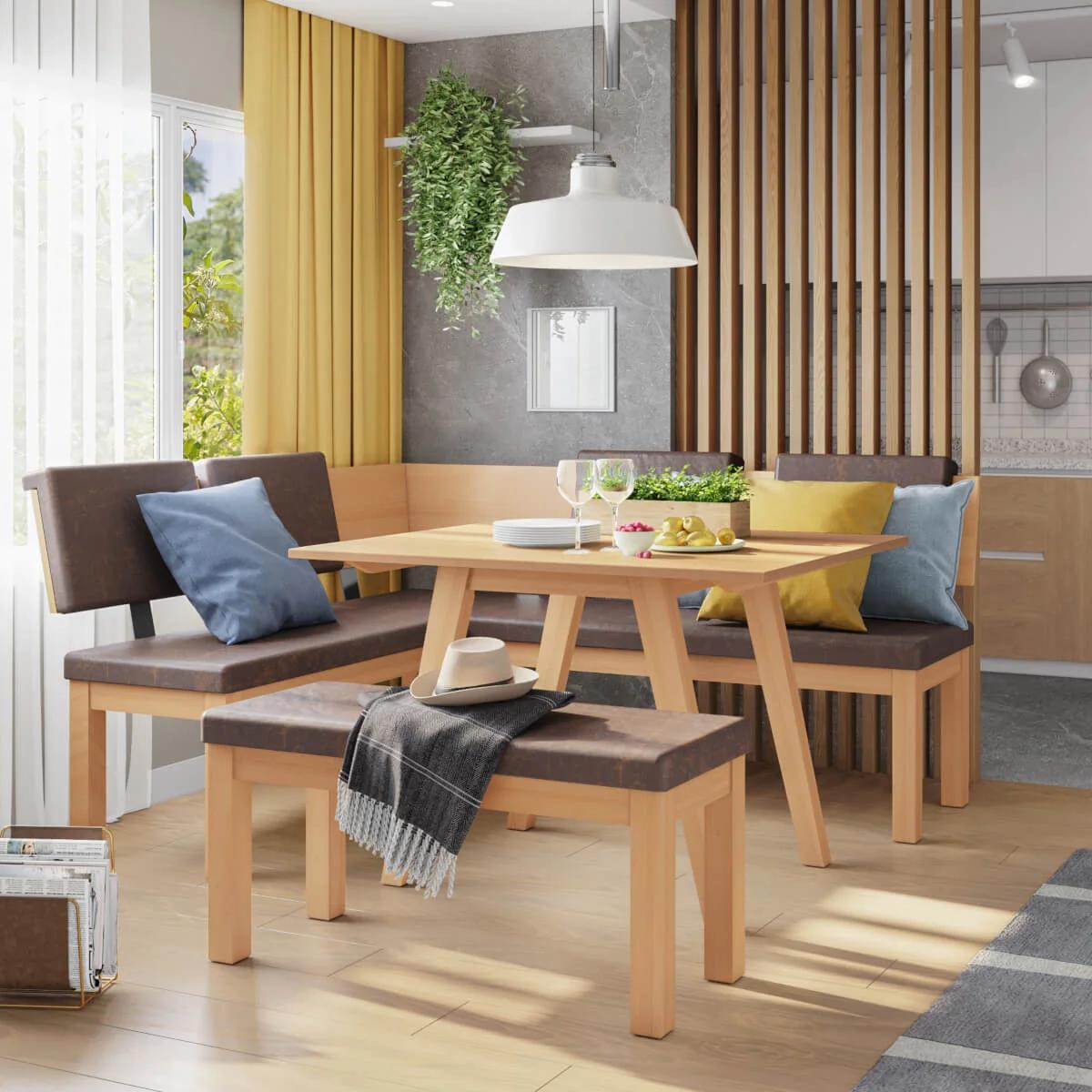 Desouza 3 Piece Pine Dining Set-Bench thumbnail 3