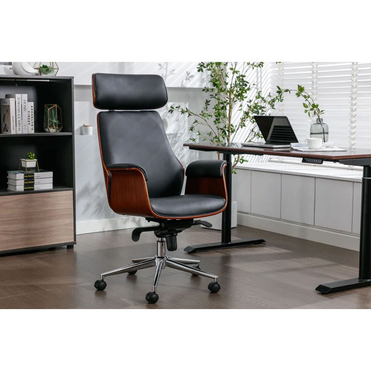 Baver Faux Leather Executive Office Chair with Chrome Base thumbnail 2