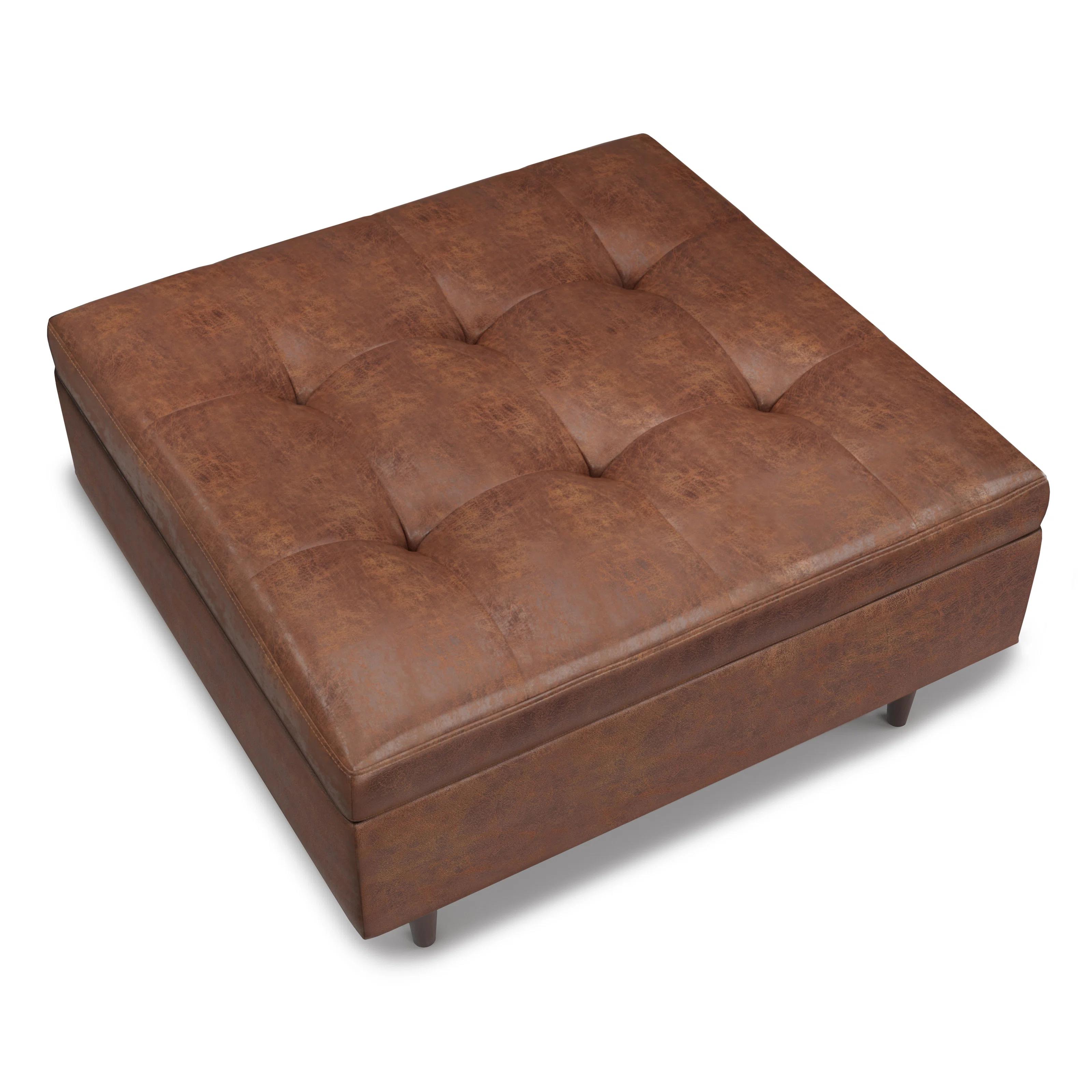 Darles Vegan Leather Storage Ottoman thumbnail 4