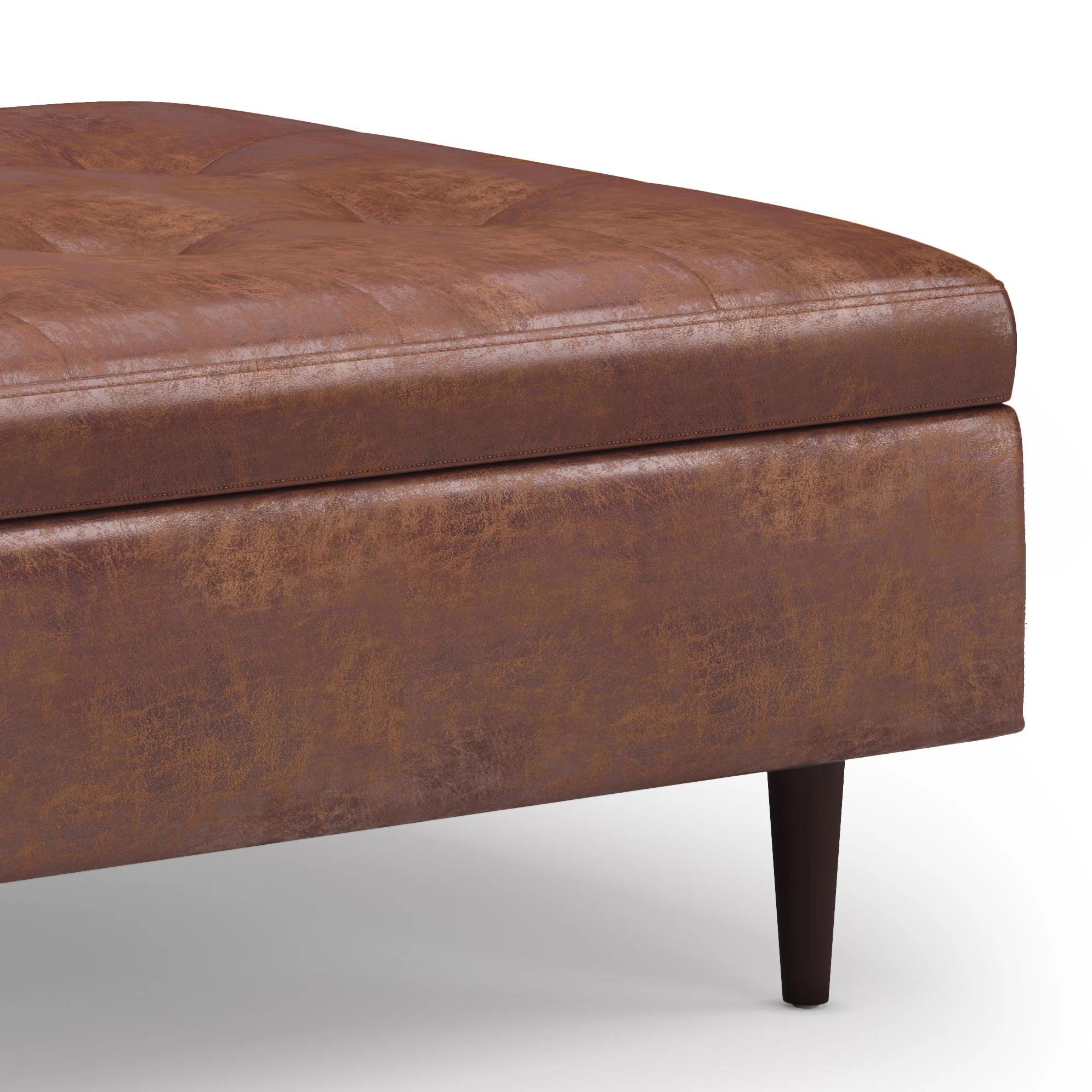 Darles Vegan Leather Storage Ottoman thumbnail 6