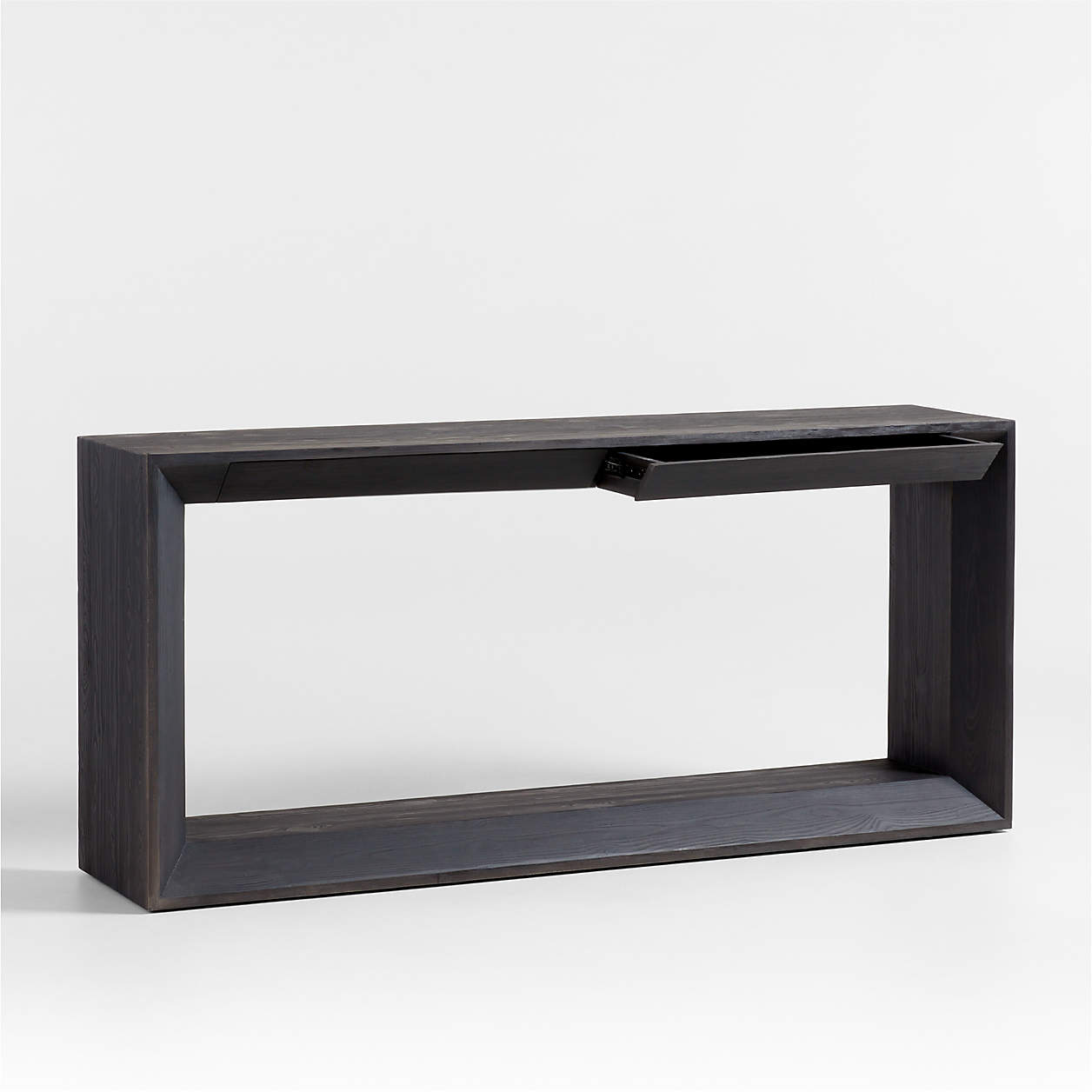 Vernon 72" Rectangular Ebonized Pine Wood Storage Console Table thumbnail 4