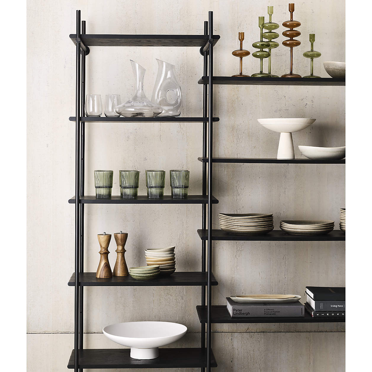 Petra Black Oak Wood and Metal Narrow Wall Mounted Bookcase thumbnail 2