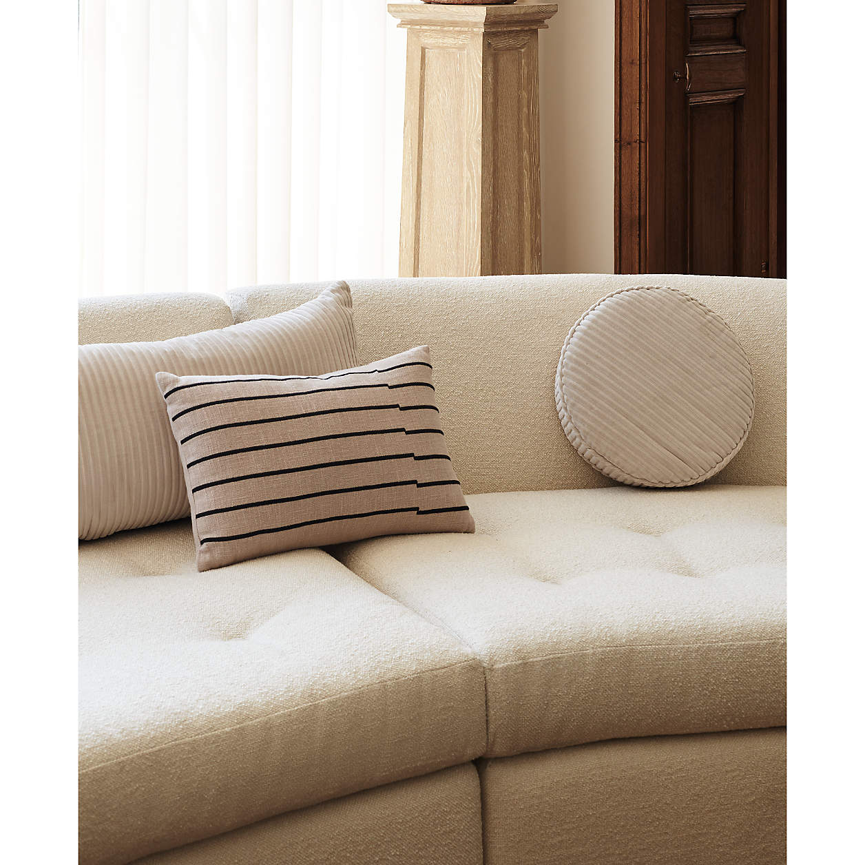 Creste Ivory Throw Pillow Cover by Athena Calderone- 22"x22" thumbnail 3
