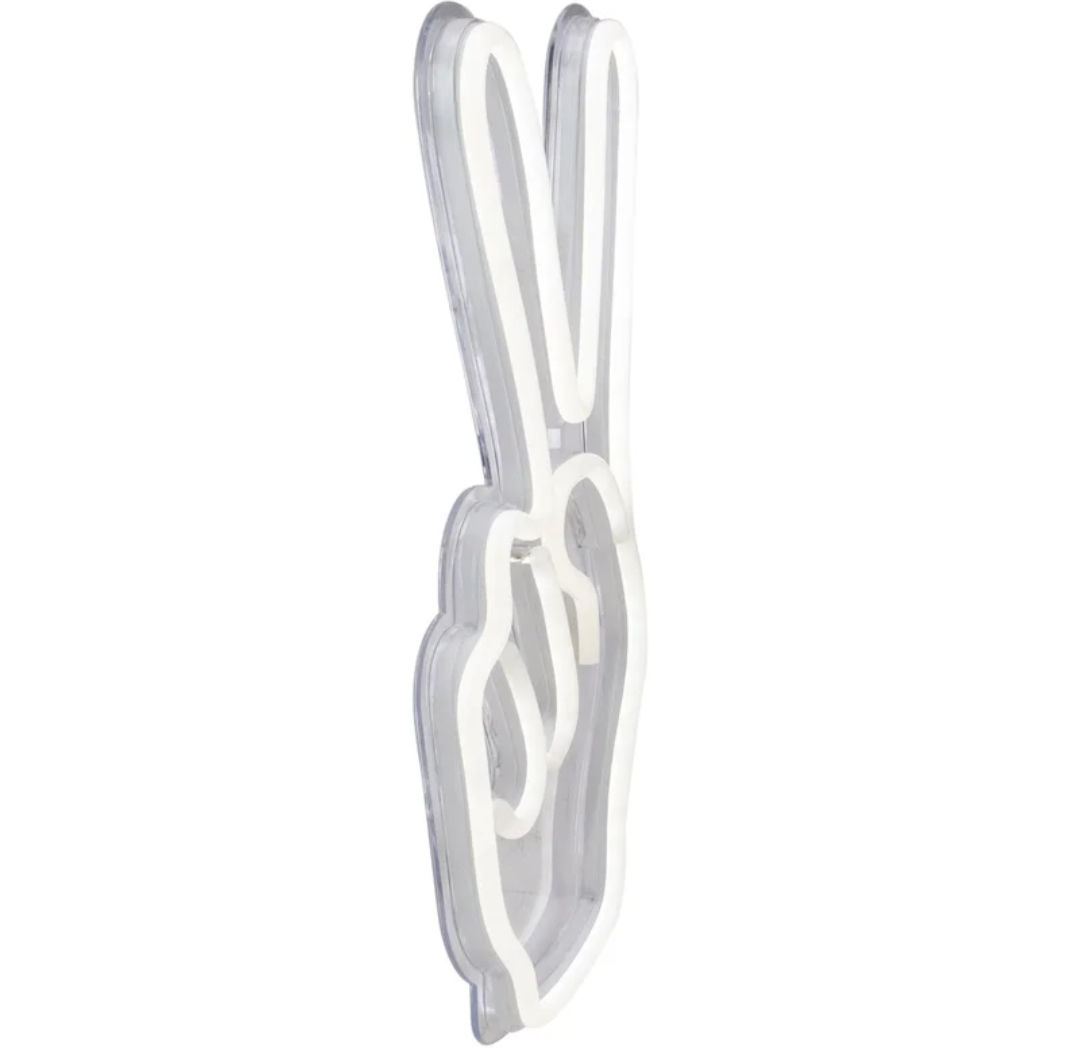 Bright White Neon Style Peace Fingers LED thumbnail 2