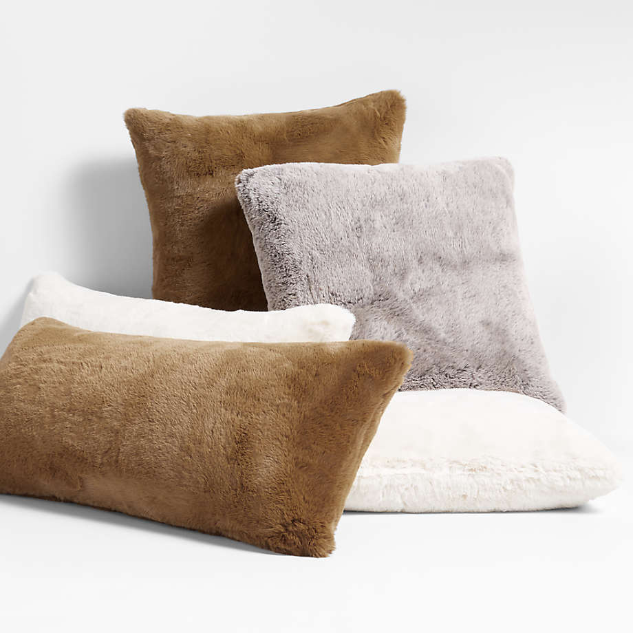 Caramel Brown Faux Fur Throw Pillow Cover 36"x16" thumbnail 2