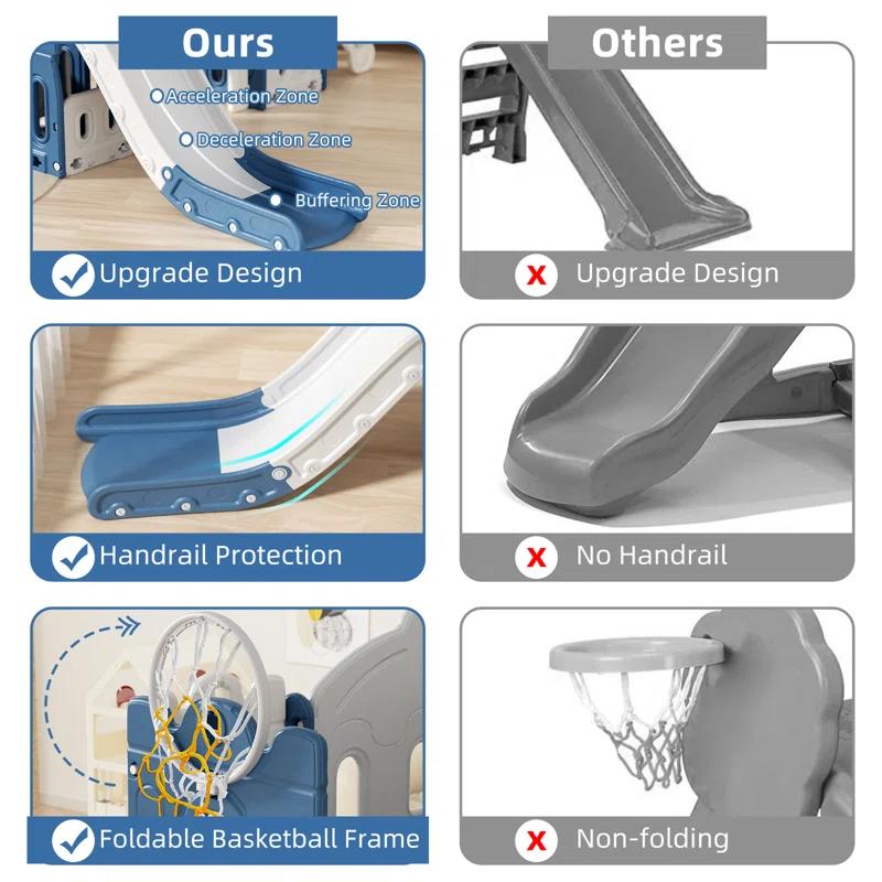 7 in 1 Kids Slide with Climber thumbnail 3