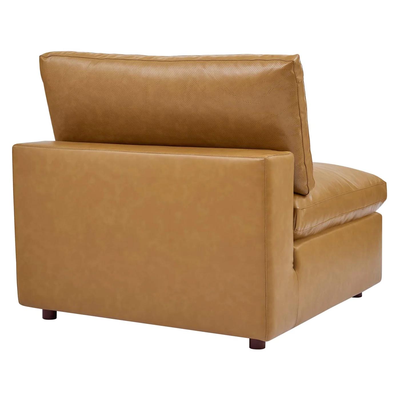 Moxi 5 Piece Overstuffed Vegan Leather Sectional Sofa Tan thumbnail 6