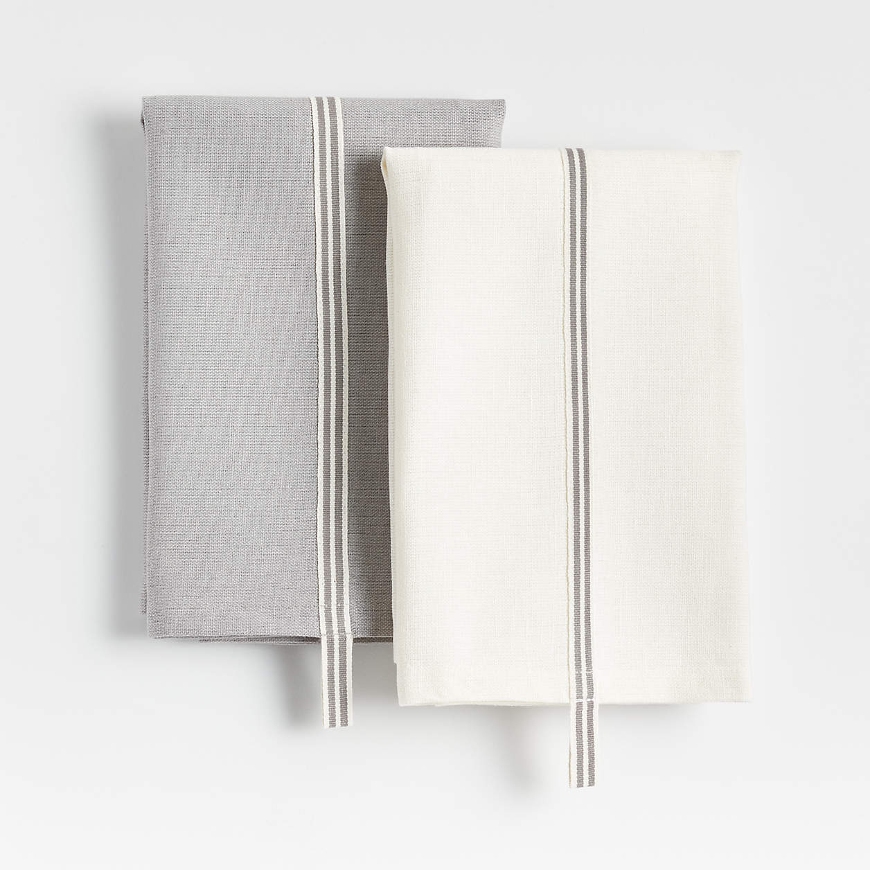 Oslo Grey and White Cotton Dish Towels-Set of 2 thumbnail 2