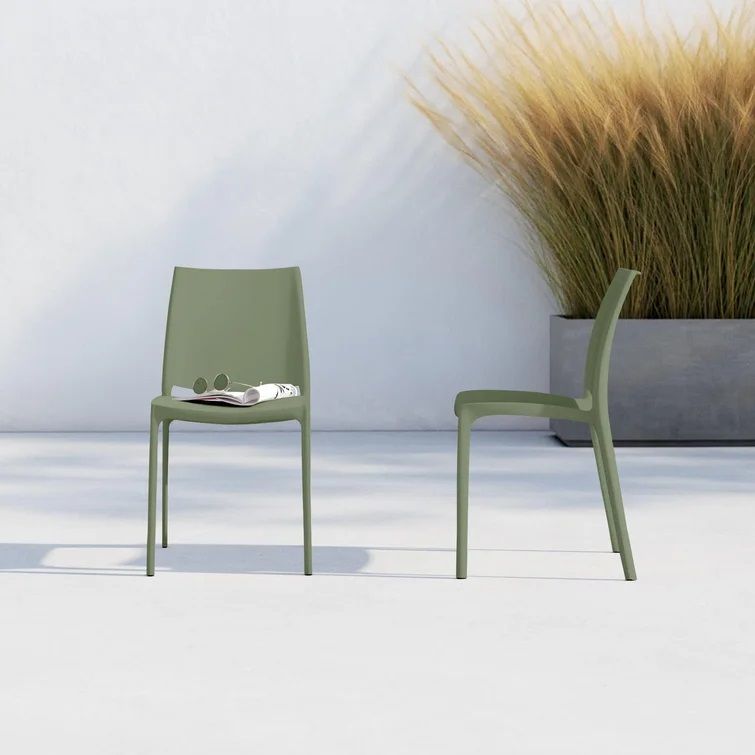 Burt Outdoor Stackable Dining Side Chair green thumbnail 2