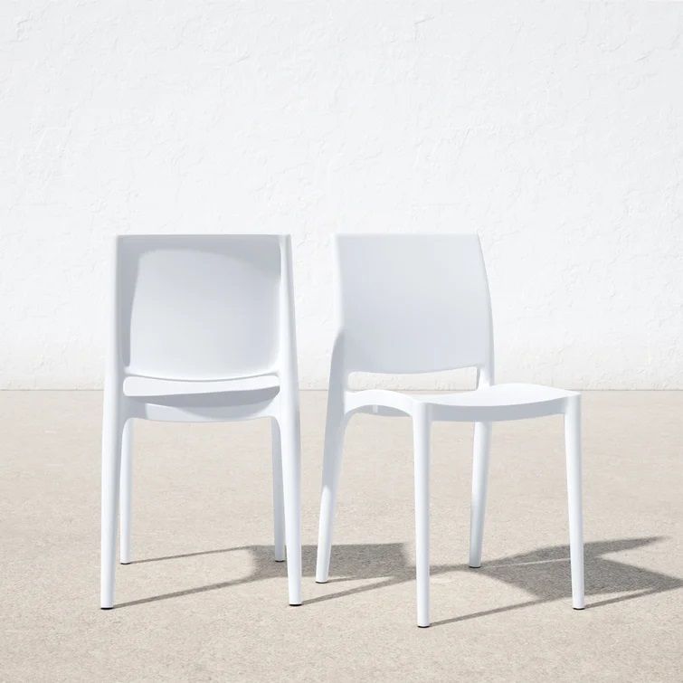 Burt Outdoor Stackable Dining Side Chair White thumbnail 2
