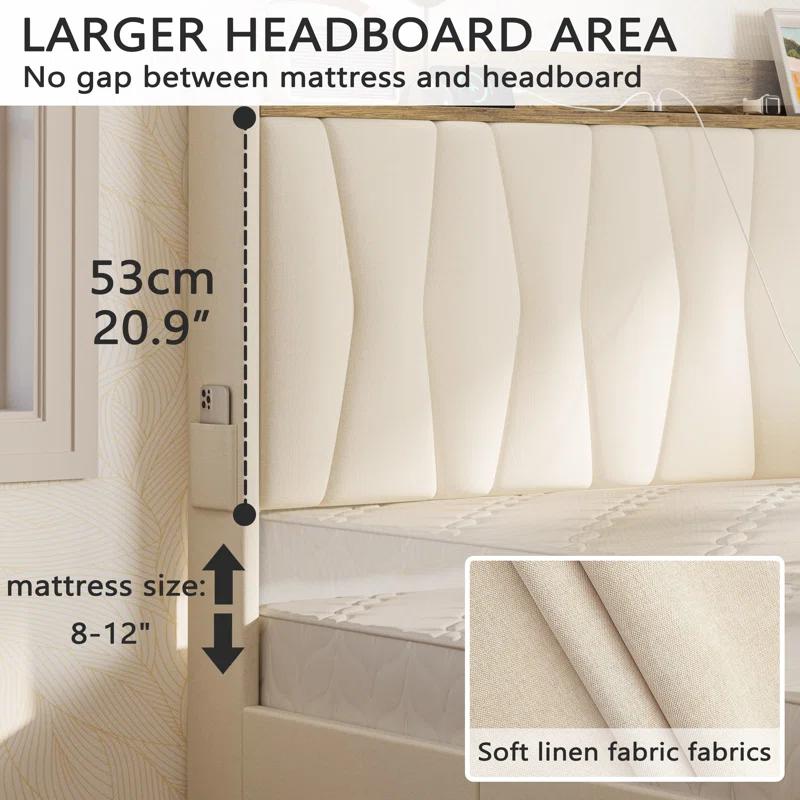 Upholstered Bed Frame with 3 Drawers-Full thumbnail 5