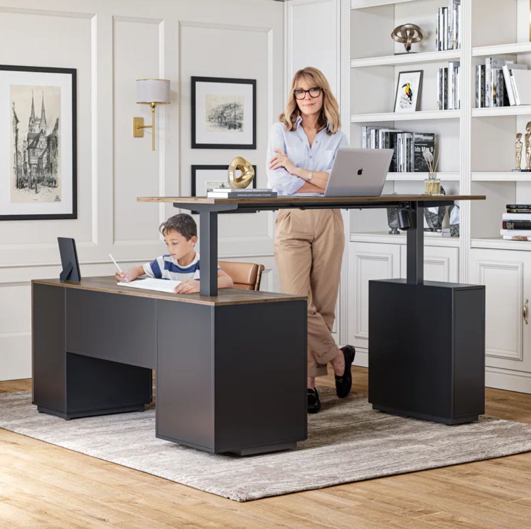 Casie Height Adjustable L-Shaped Computer Desk thumbnail 2