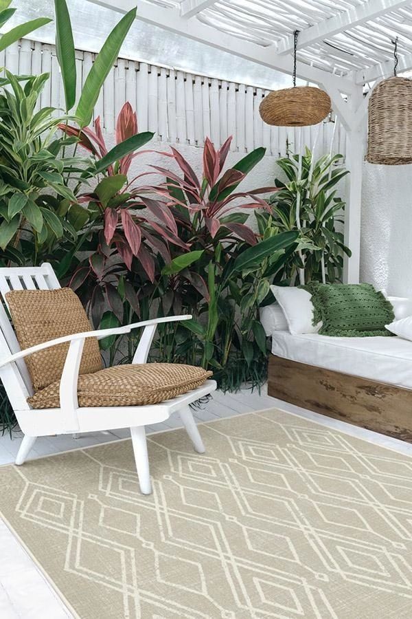 Outdoor Gemma Lattice Natural Rug 6x9 thumbnail 2