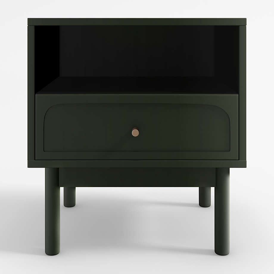 Maren Olive Green Wood Nightstand with Drawer thumbnail 2
