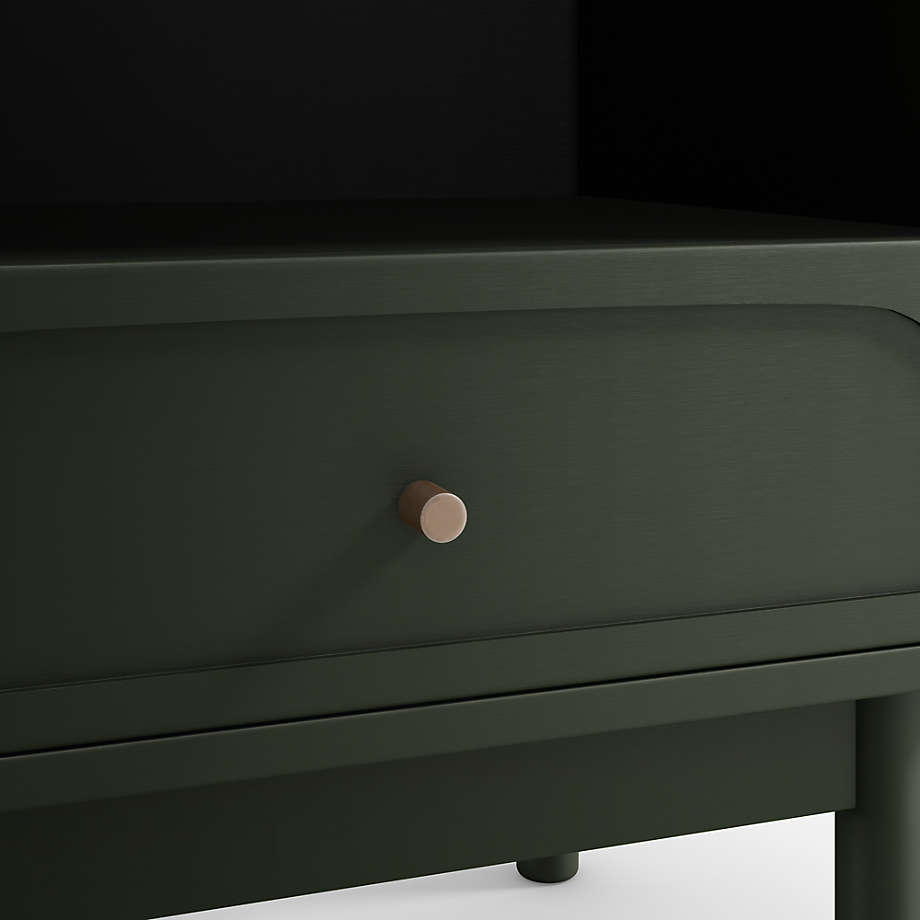 Maren Olive Green Wood Nightstand with Drawer thumbnail 3