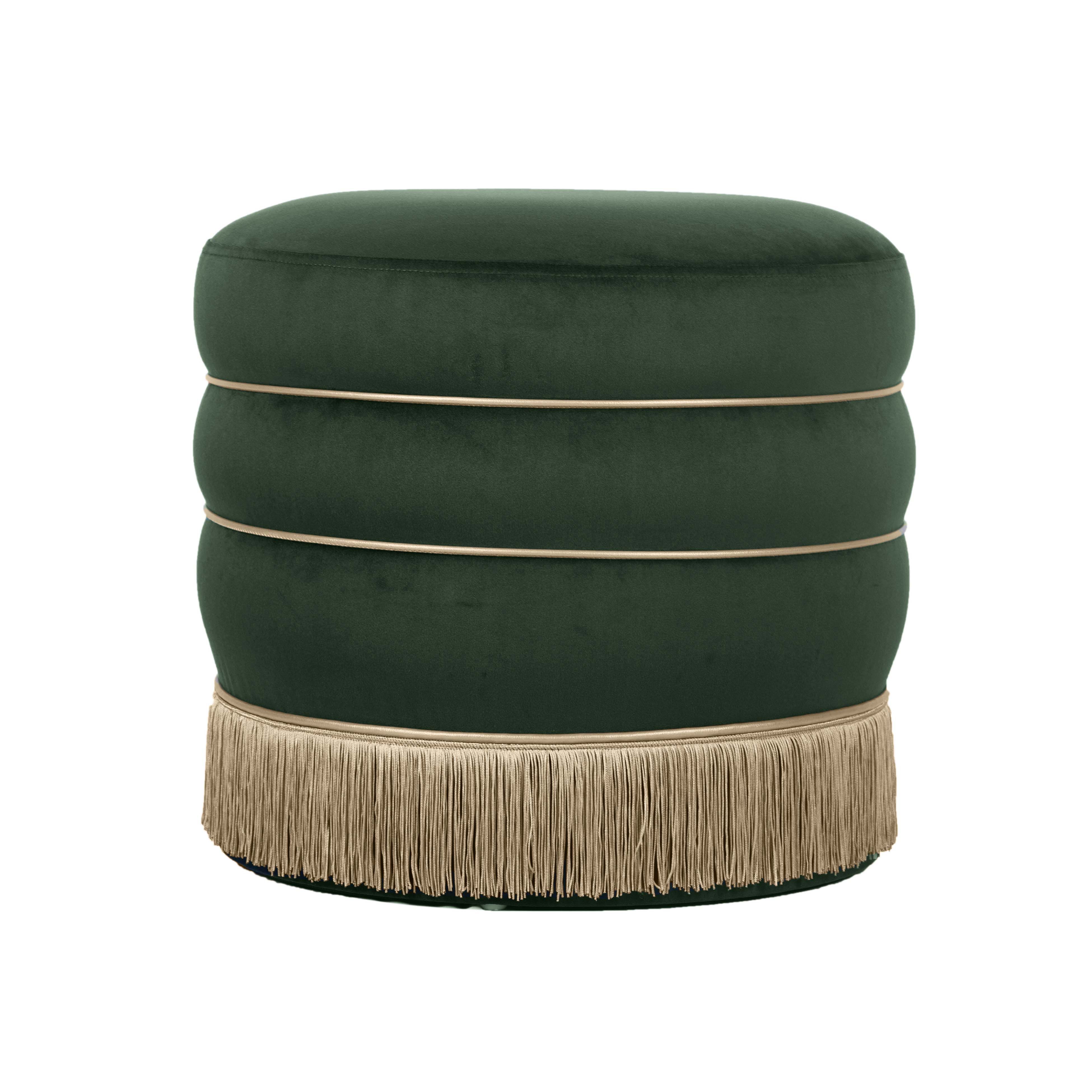 Lake Green Velvet Ottoman thumbnail 2