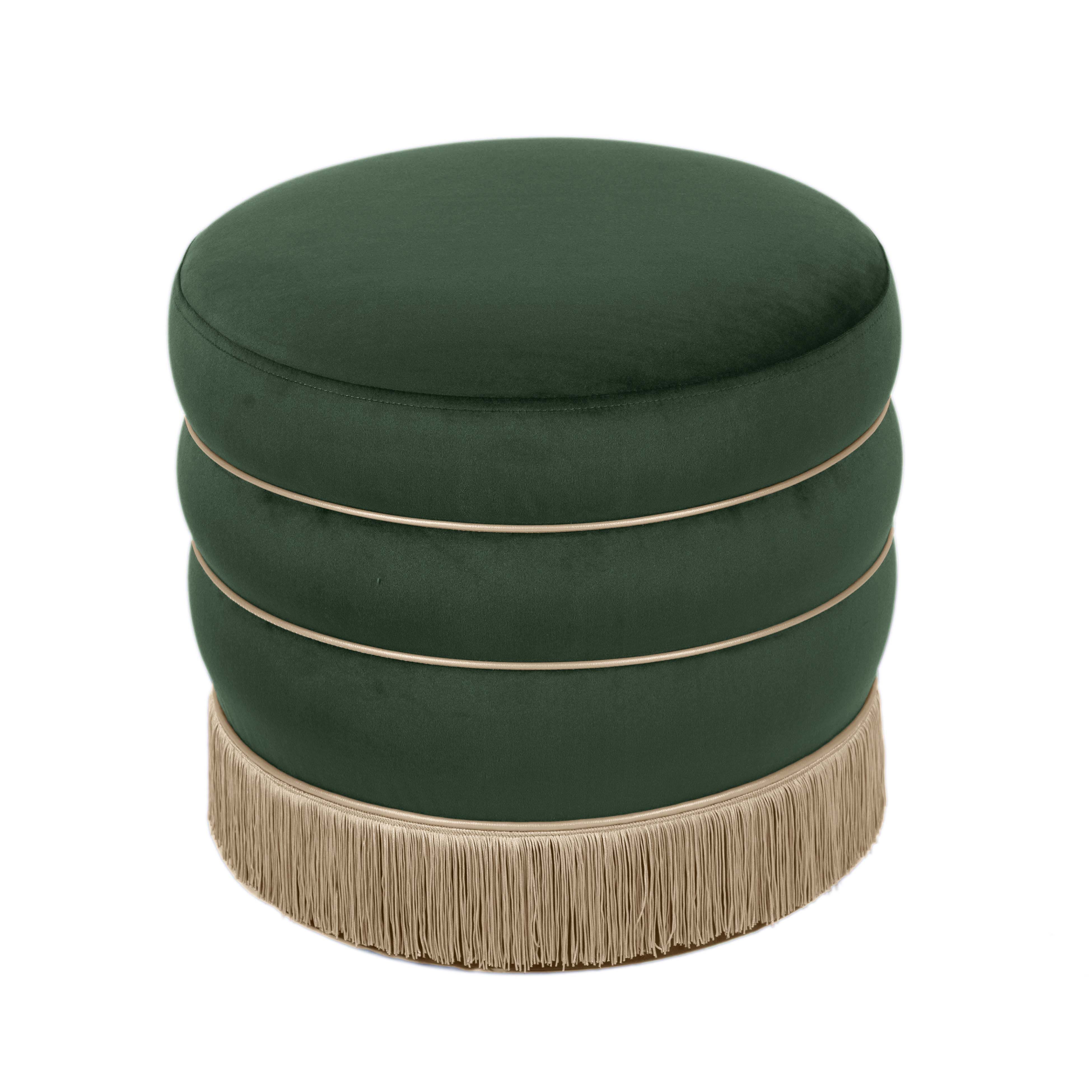 Lake Green Velvet Ottoman thumbnail 3