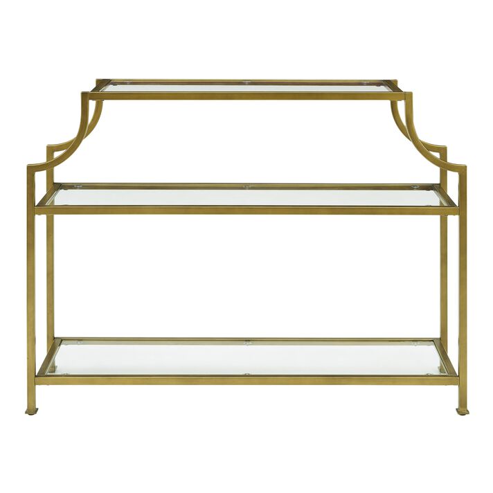 Gold Metal and Glass Milayan Console Table thumbnail 3