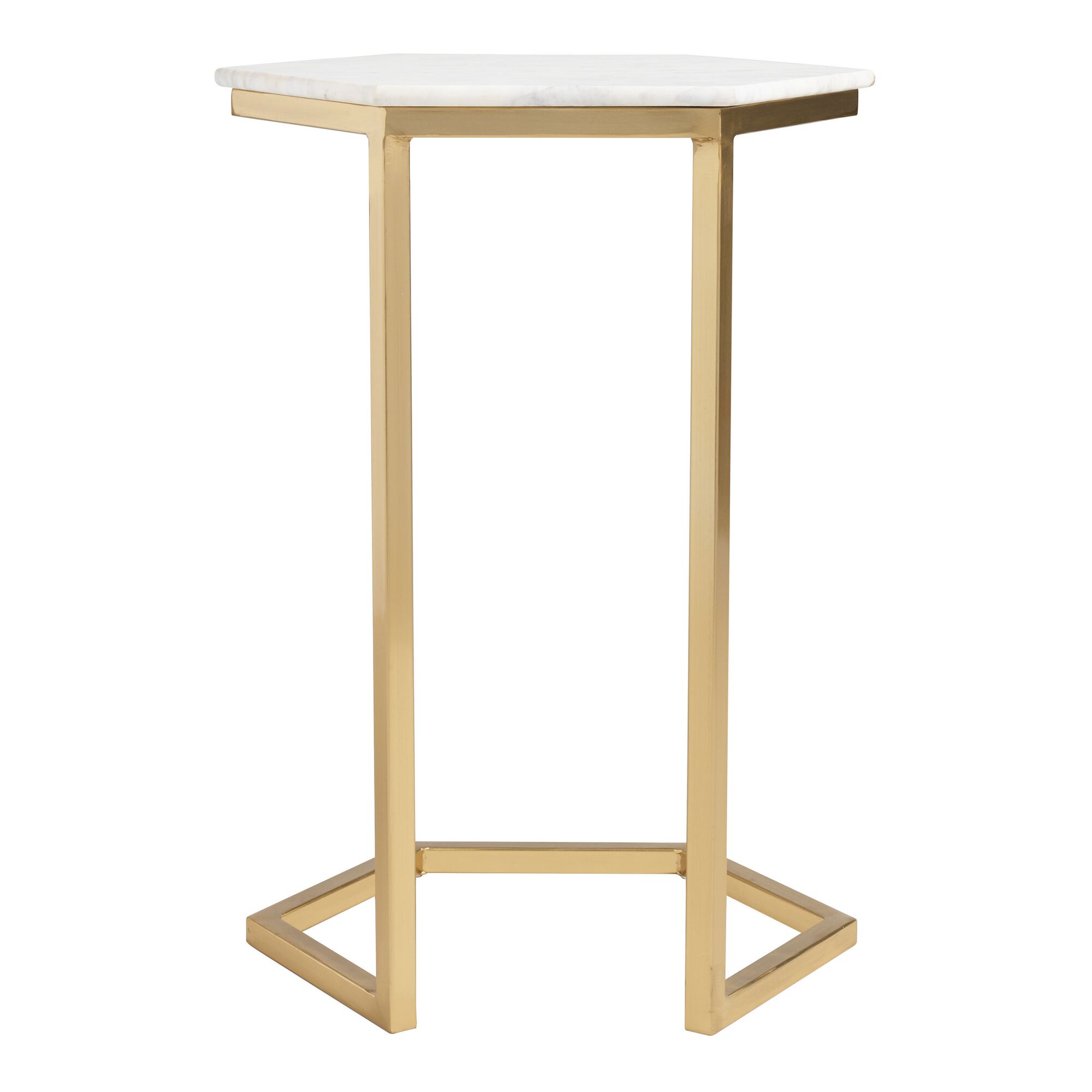 Margaux White Marble And Gold Metal Laptop Table thumbnail 3
