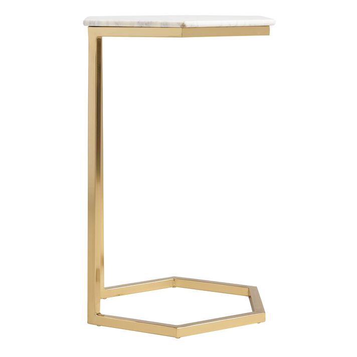 Margaux White Marble And Gold Metal Laptop Table thumbnail 5