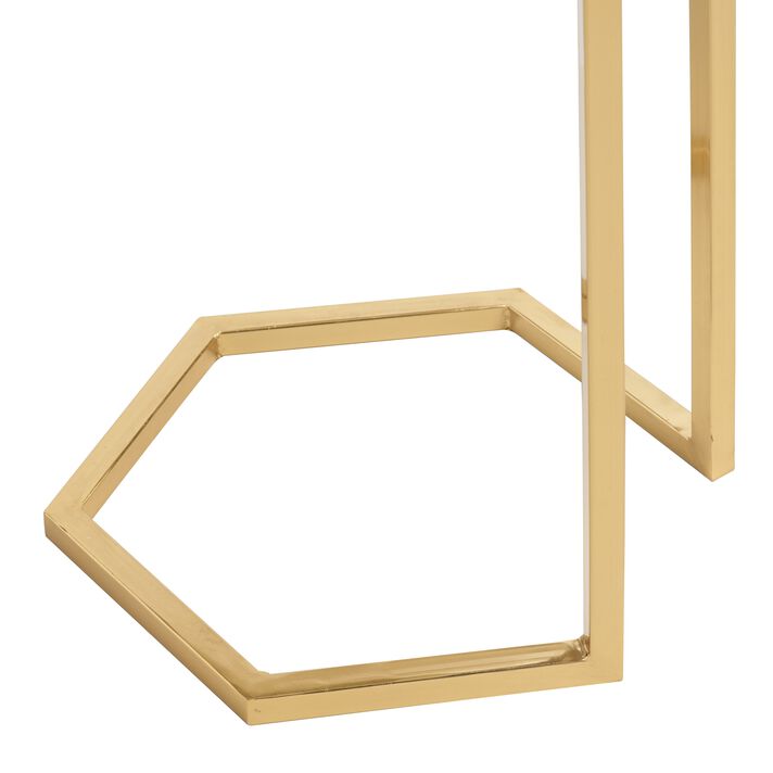 Margaux White Marble And Gold Metal Laptop Table thumbnail 6