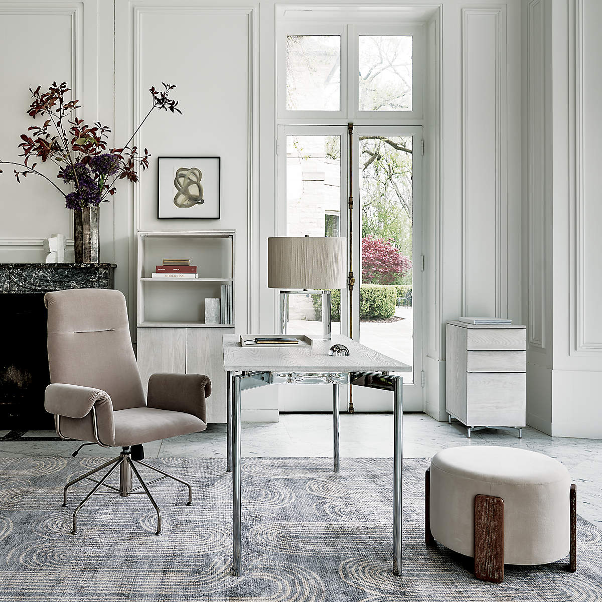 SAVITI BONE VELVET OFFICE CHAIR thumbnail 2