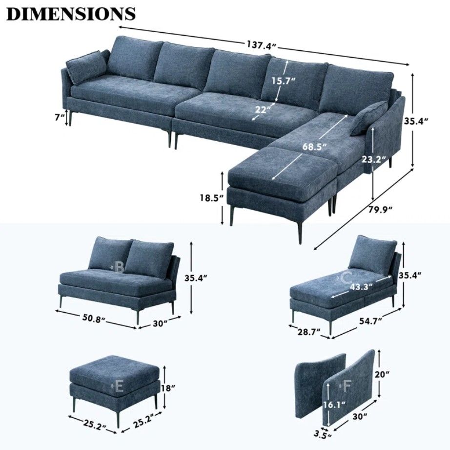 4 - Piece Upholstered Sectional thumbnail 2