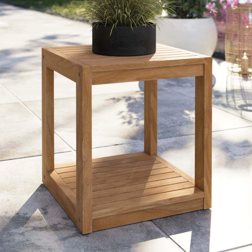 Teak Outdoor Side Table thumbnail 2