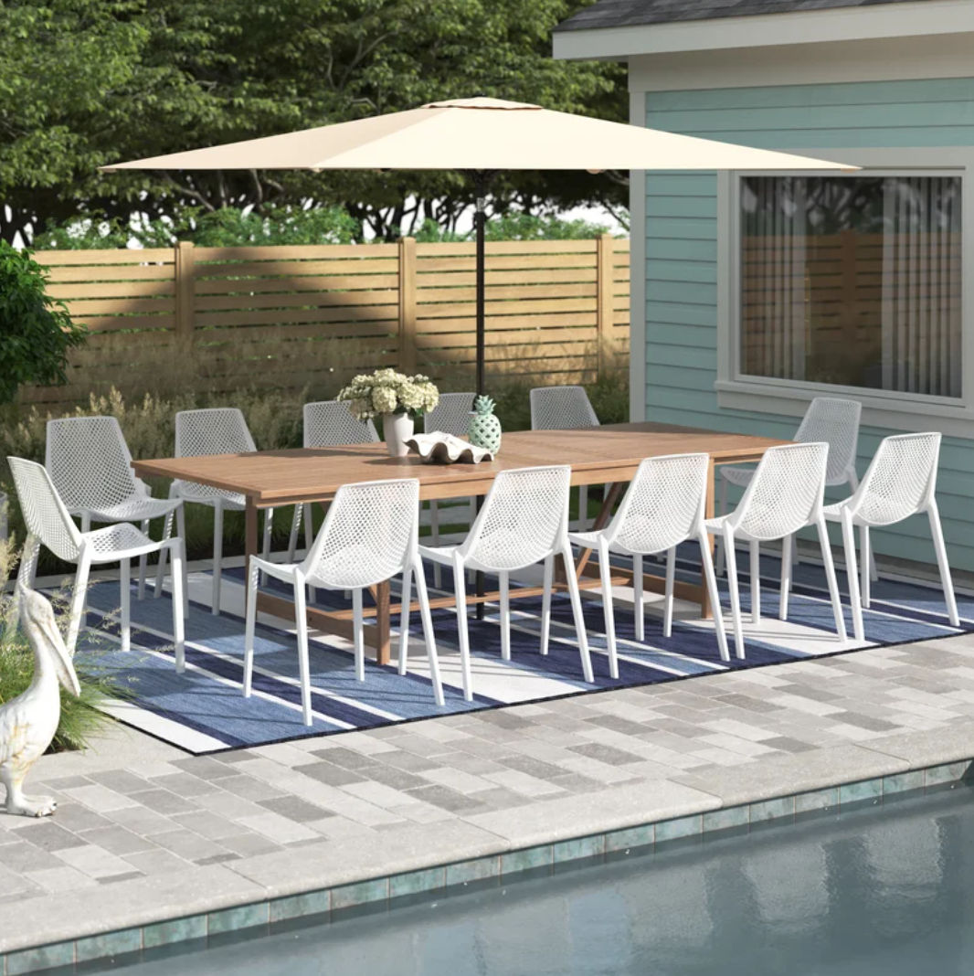 Askey 12 Person Rectangular Extendable Outdoor Dining Set thumbnail 2