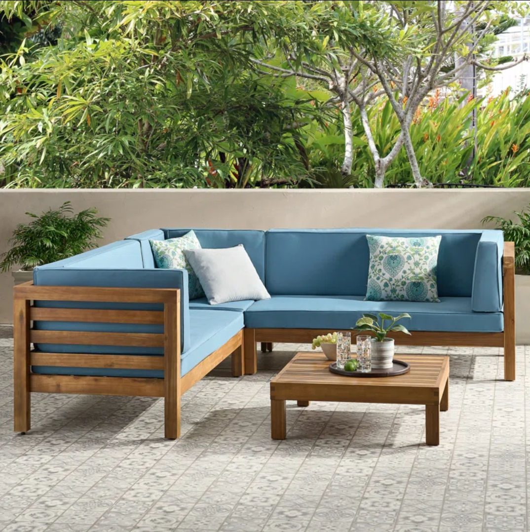 Adharsh 5 Person Outdoor Seating Group with Cushions thumbnail 2