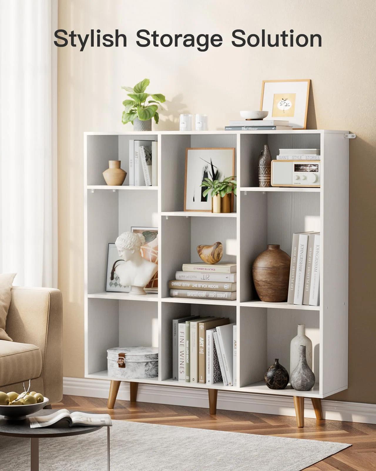 Wood Cube Bookcase Vertical Book Rack Library Shelves thumbnail 2