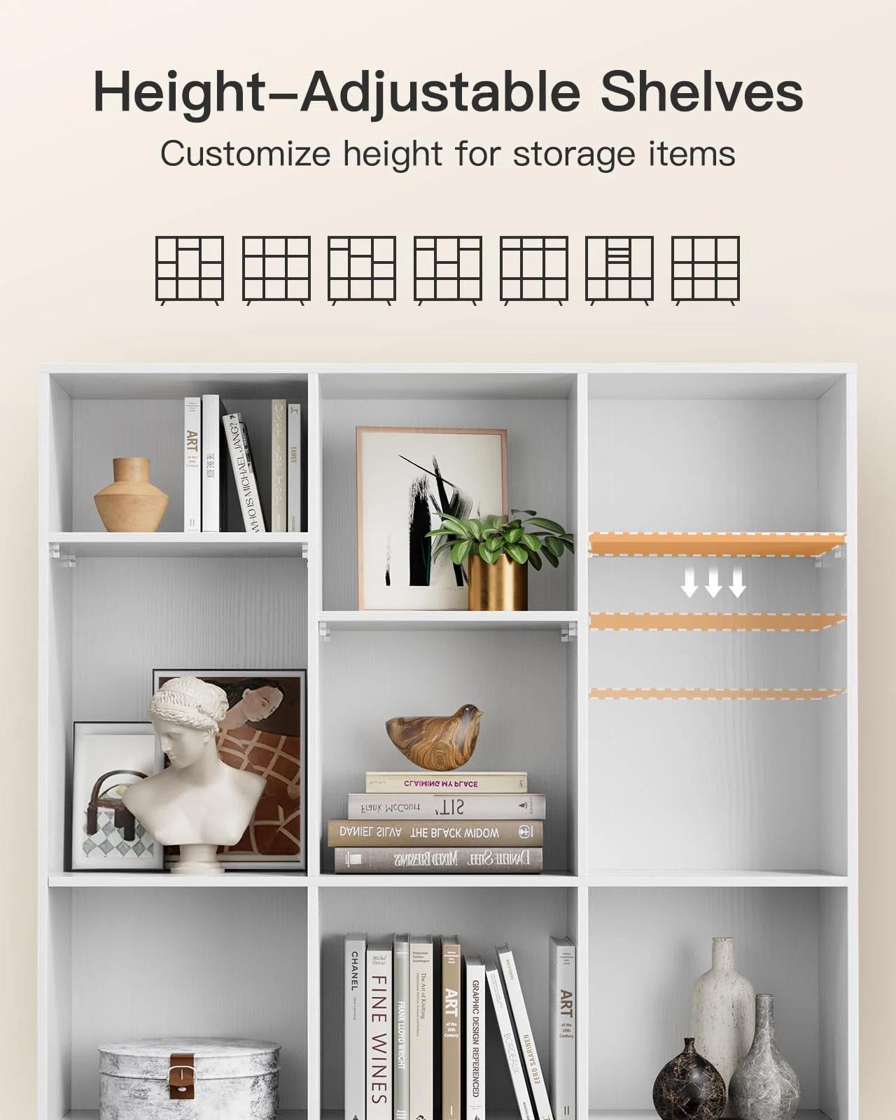 Wood Cube Bookcase Vertical Book Rack Library Shelves thumbnail 4