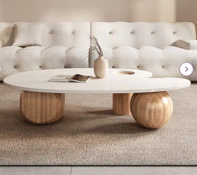 Wabi-Sabi Style Three-Poster Solid Wood Coffee Table thumbnail 3
