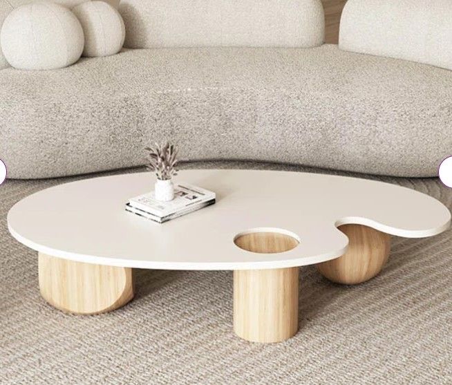 Wabi-Sabi Style Three-Poster Solid Wood Coffee Table thumbnail 4