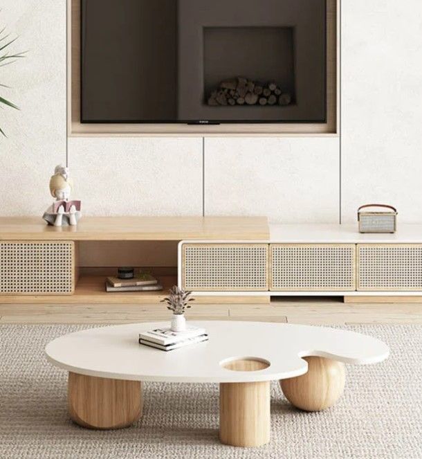 Wabi-Sabi Style Three-Poster Solid Wood Coffee Table thumbnail 5