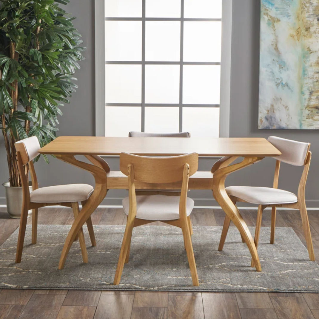 Bryona 5 Piece Trestle Dining Set Table thumbnail 2