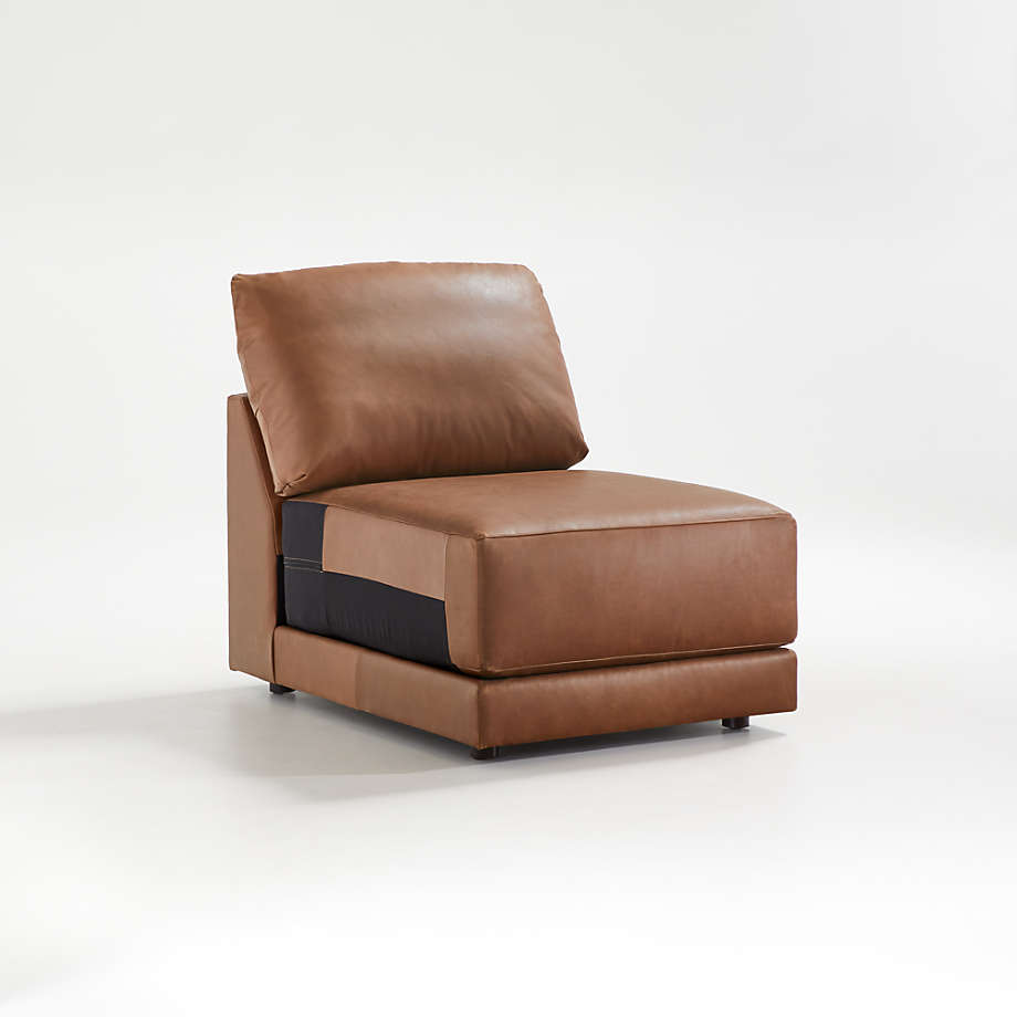 Gather Deep Leather Armless Chair thumbnail 3