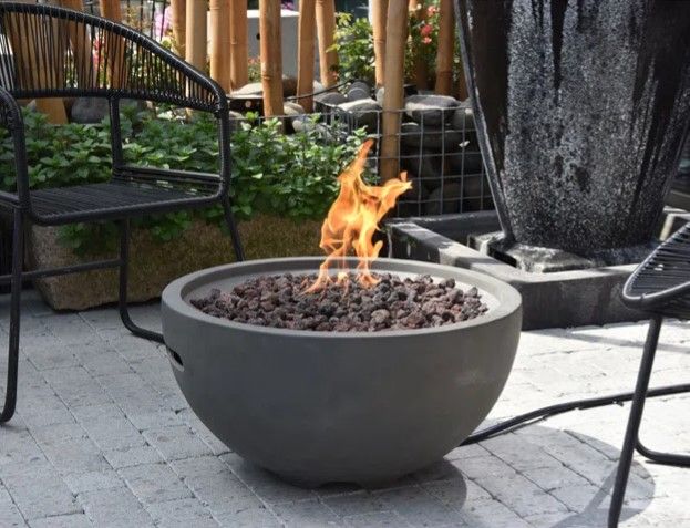 Aswaldi 14" H x 26" W Concrete Gas Fire Pit thumbnail 2