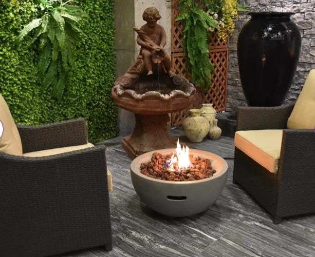 Aswaldi 14" H x 26" W Concrete Gas Fire Pit thumbnail 4
