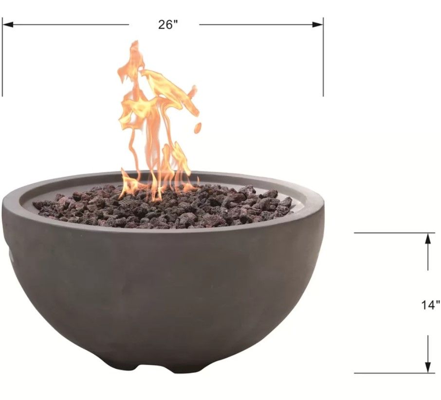 Aswaldi 14" H x 26" W Concrete Gas Fire Pit thumbnail 8
