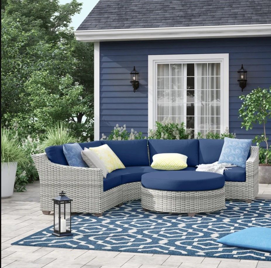 Bannister Wicker 4 - Person Outdoor Seating Group with Cushions thumbnail 2