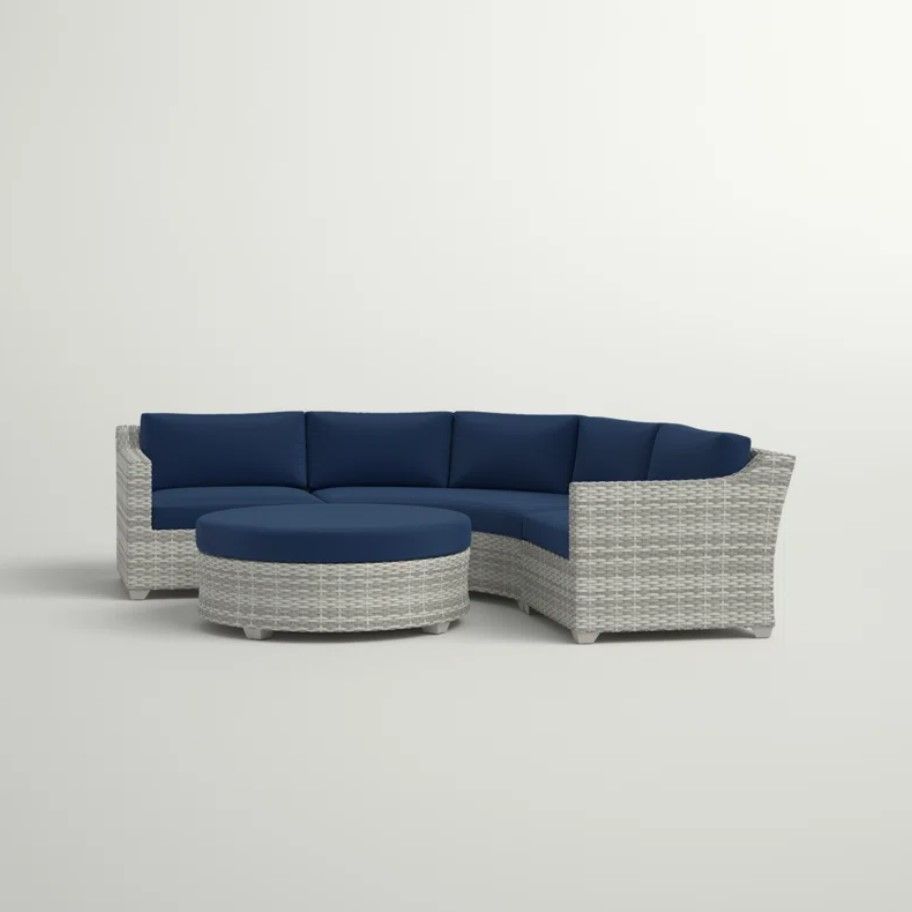 Bannister Wicker 4 - Person Outdoor Seating Group with Cushions thumbnail 4
