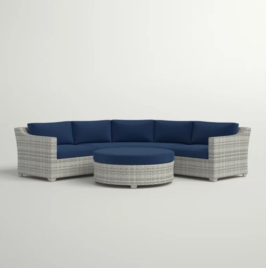 Bannister Wicker 4 - Person Outdoor Seating Group with Cushions thumbnail 5