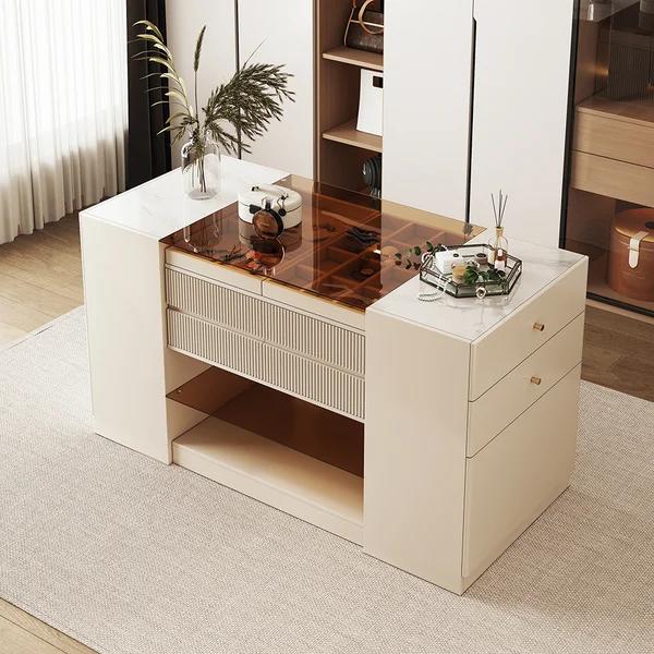 60" W Modern Off White Dresser with Doors and Drawers thumbnail 2