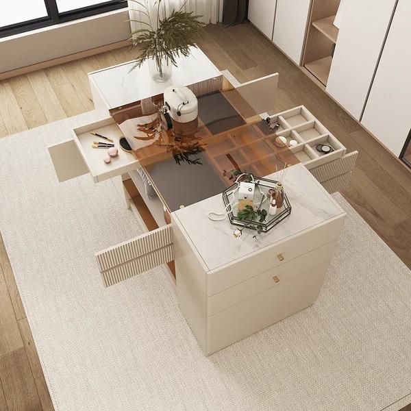 60" W Modern Off White Dresser with Doors and Drawers thumbnail 4