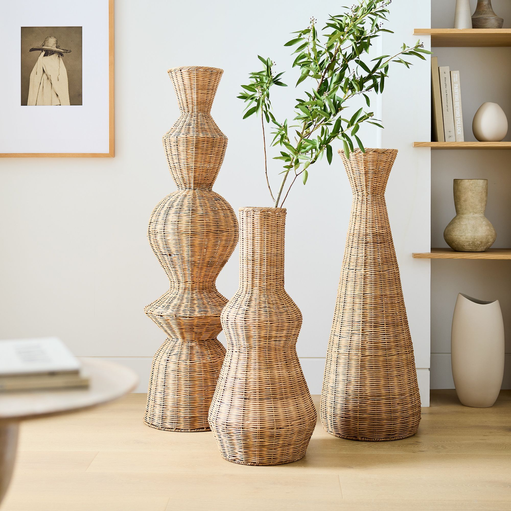 Woven Wicker Floor Vases-Medium thumbnail 2