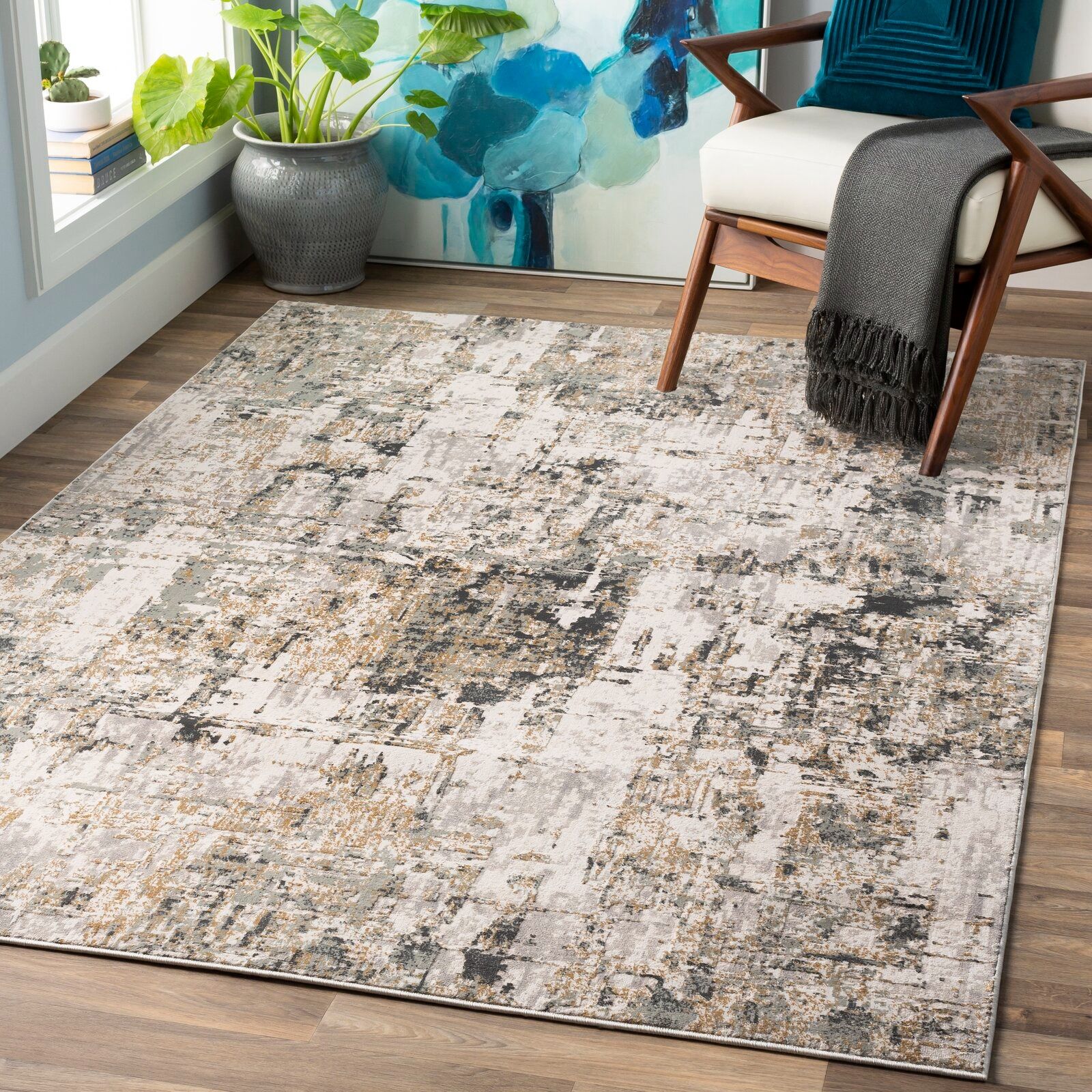 Maddux Gray White Tan Rug thumbnail 2